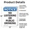 Signmission No Loitering Or Public Drinking OSHA Notice Sign, Plastic, 12in W x 18in L, 2PK OS-2PACK-NS-P-1218-V-14699 - alternate 6